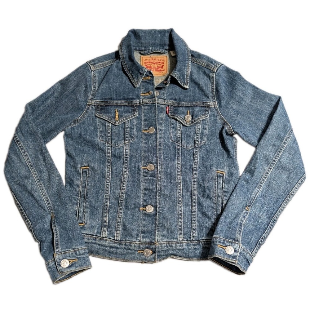 Levi's Original Trucker Jacket Womens S Blue Denim Stretch Jean Jacket